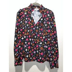 Crosby by Mollie Burch Women's Multicolor Blouse Sz XS Ruffle Colorful Floral